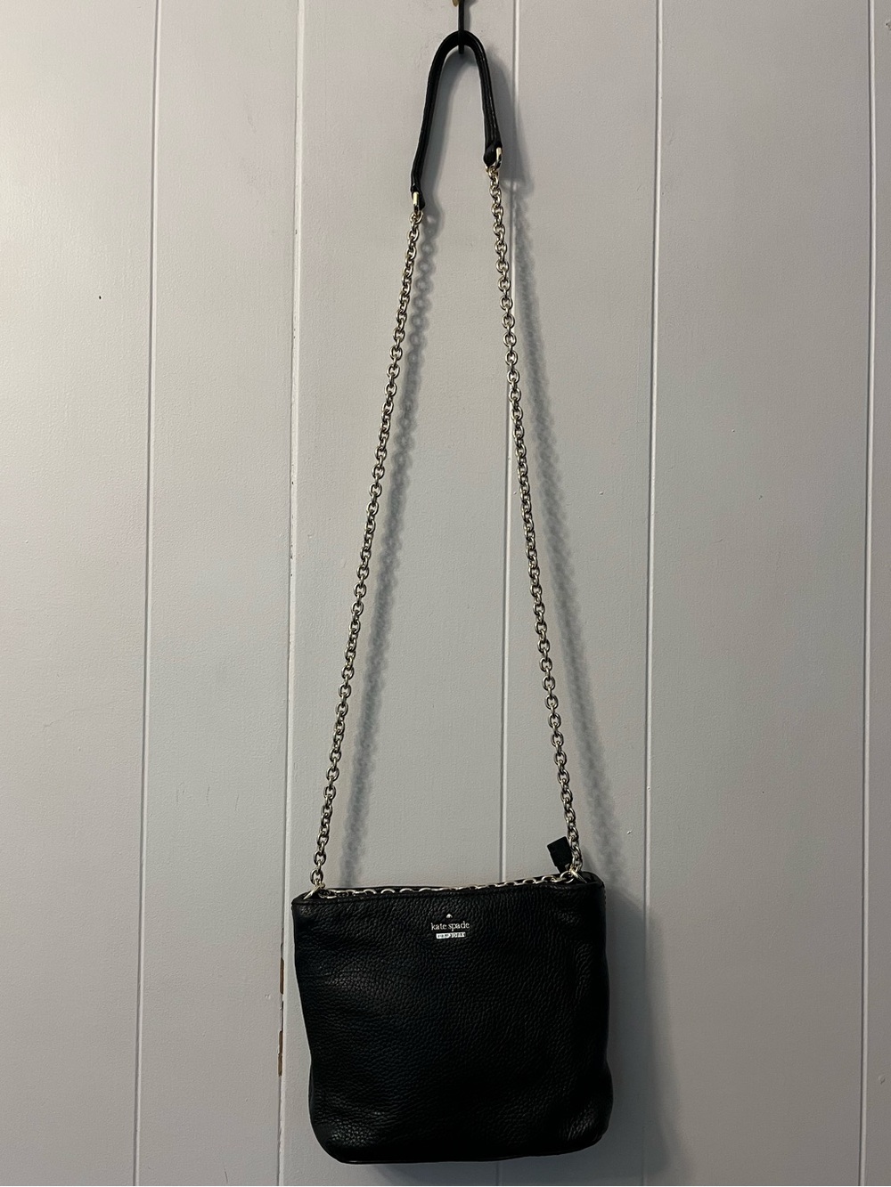 Kate Spade Jackson Street Ellery Convertible Bag Pebbled Black Leather Chain - Picture 8 of 16